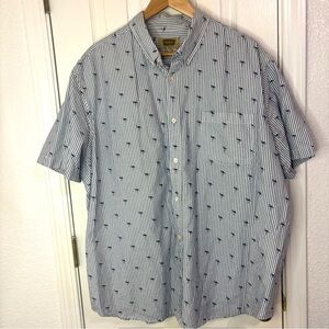 The Foundry Supply Co Shirt Sz 2XL Blue Comfort Stretch Button Up Flamingos